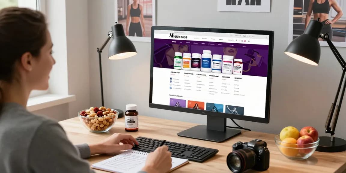 Person exploring the Astera Shop online for steroids in a vibrant e-commerce setting.