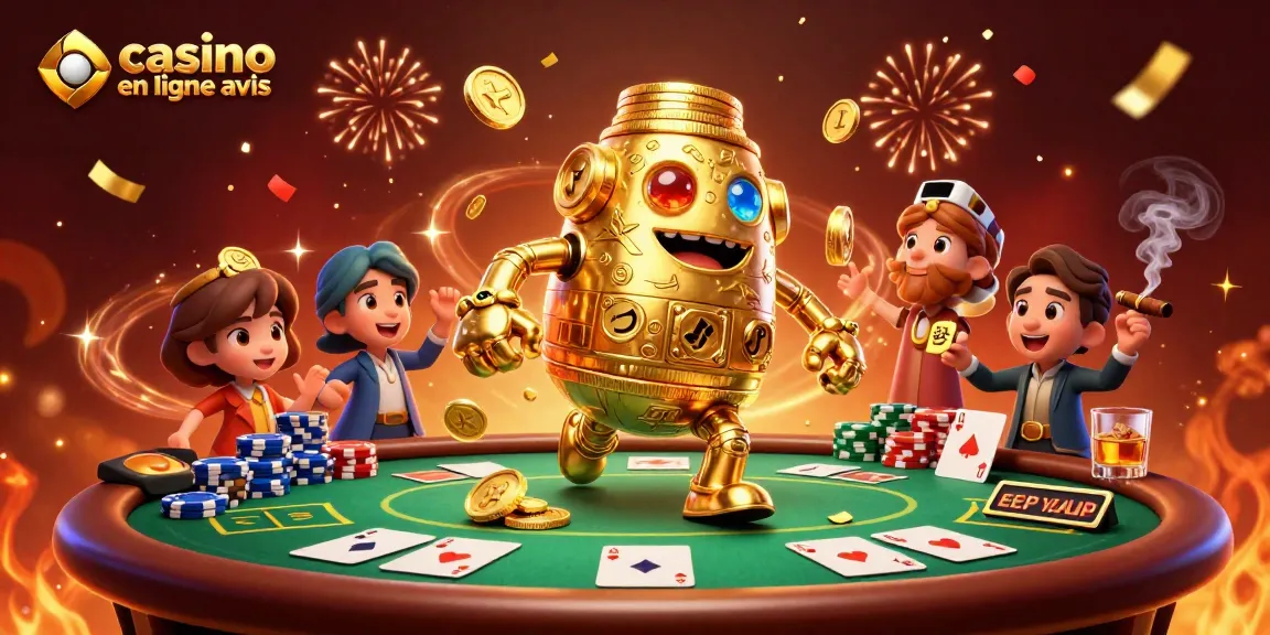Explorez les avis sur les casinos en ligne avec cette illustration animée captivante.