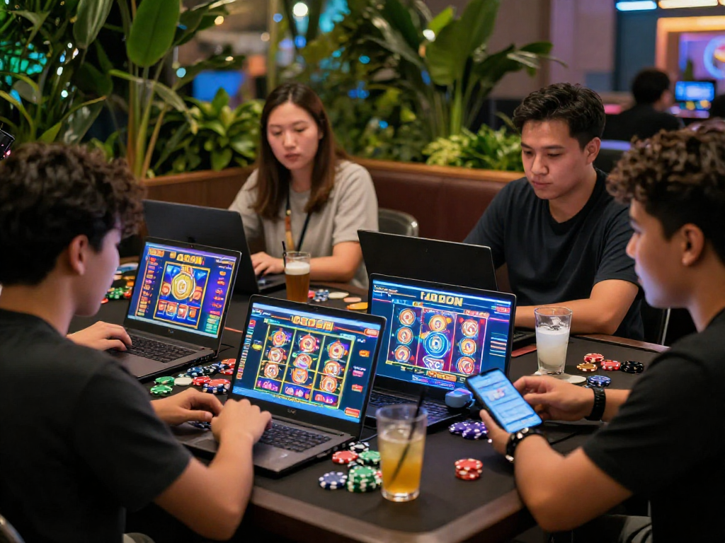 Players enjoying exciting slot gacor games in an engaging online casino atmosphere.