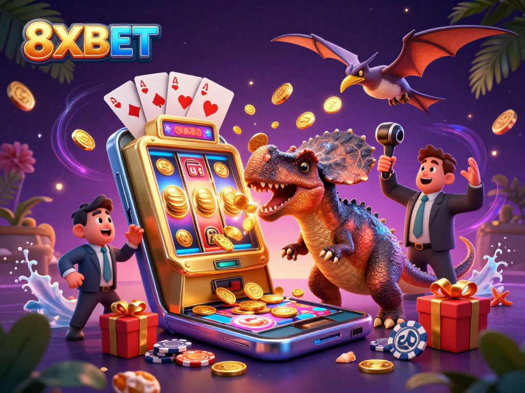 Experience the thrill of winning at 8XBET with animated characters celebrating jackpot moments!