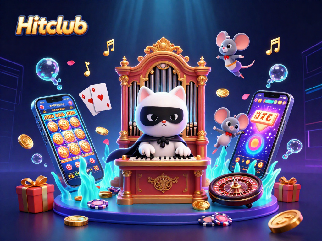 Experience immersive gaming with Hitclub's vibrant 3D casino illustration showcasing dynamic characters and exciting game elements.