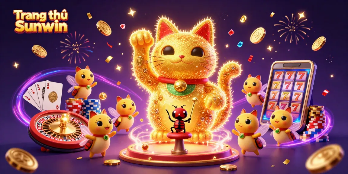 Experience thrills at Trang chủ Sunwin with vibrant gambling symbols and a festive backdrop.
