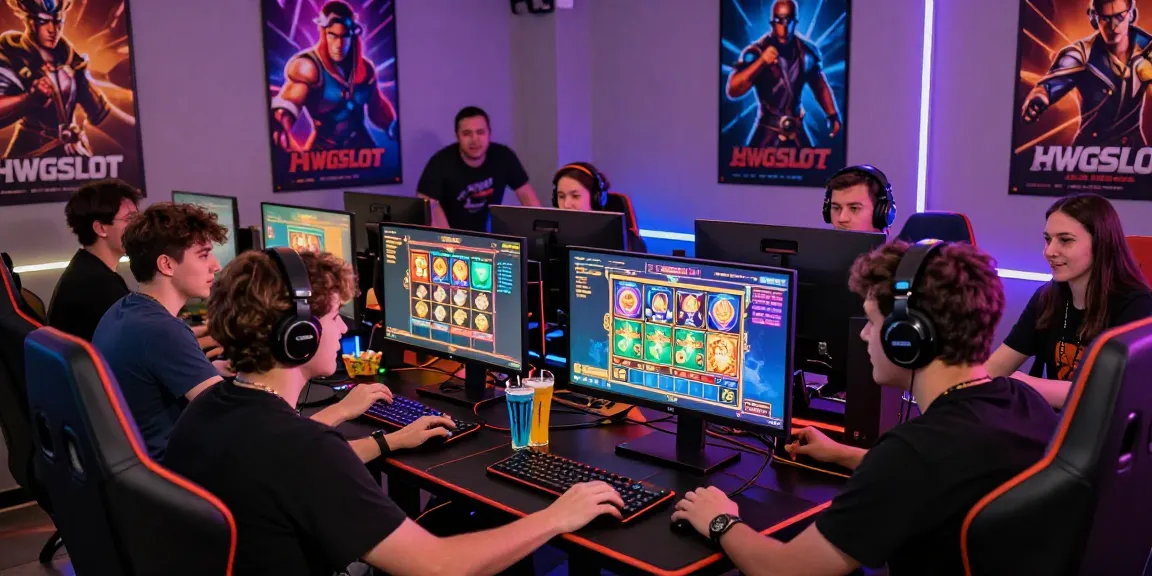 Exciting group gaming session using HWGSLOT platform with vibrant visuals.