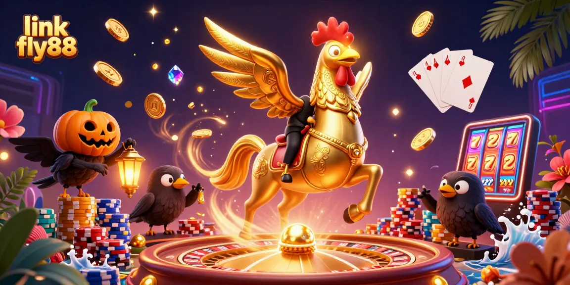 Engage in thrilling games at link fly88 featuring vibrant casino action with golden coins and dynamic characters.
