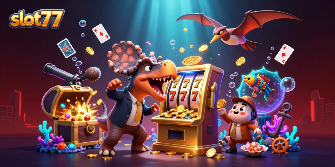 Slot77 memberikan pengalaman menarik dengan pachycephalosaurus di mesin slot menang jackpot yang penuh koin emas.
