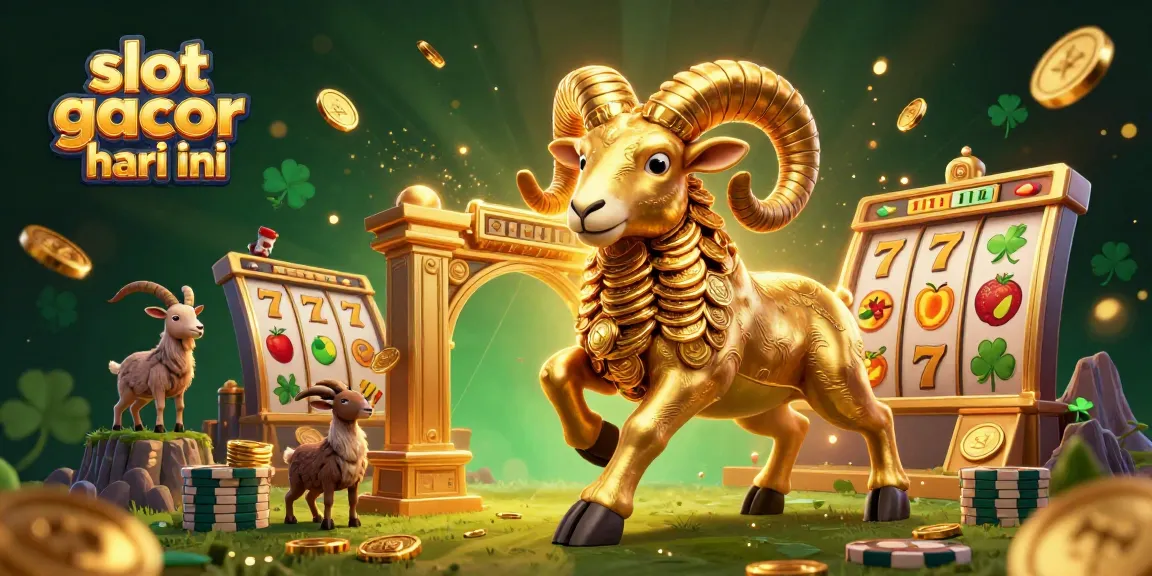 Experience slot gacor hari ini with massive golden ram charging amidst dynamic 3D casino elements.