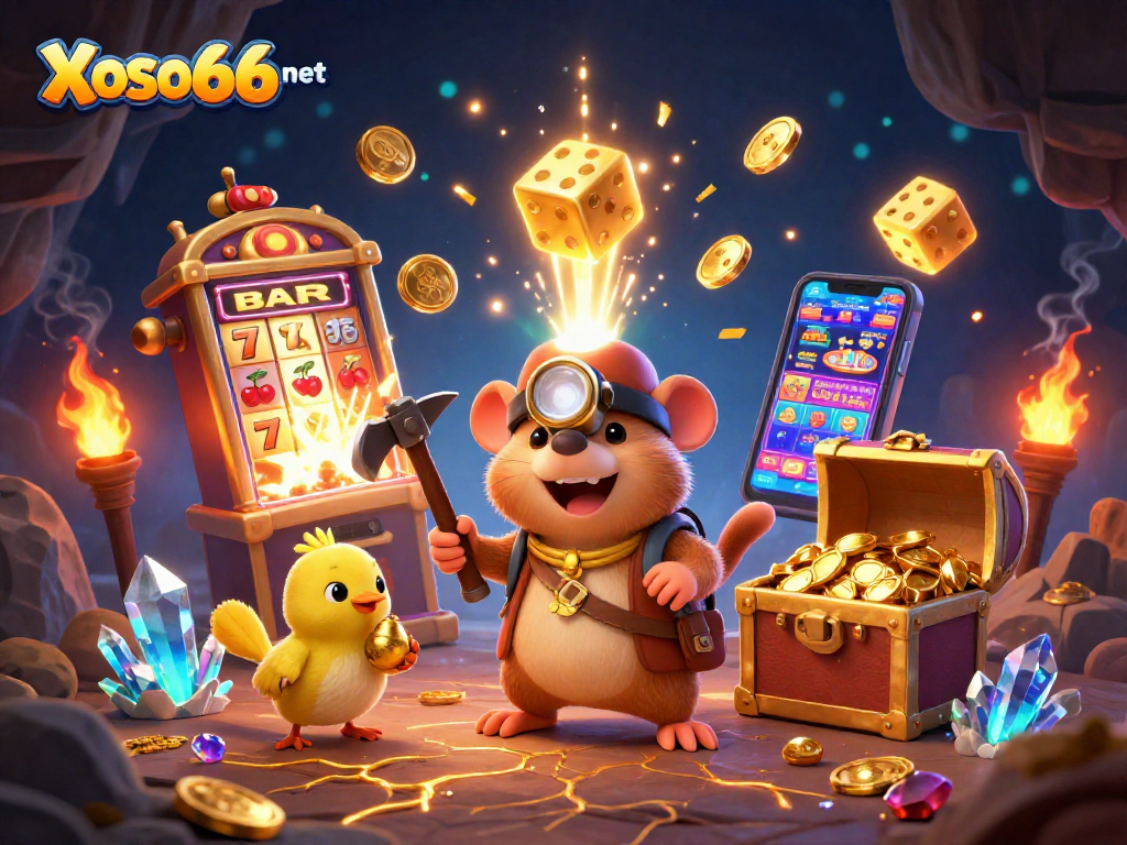 Engage with thrilling games at Xoso66 net while enjoying vibrant 3D casino illustration featuring exciting jackpots.