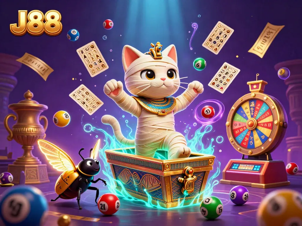 Engage in the thrilling world of J88 with vibrant 3D casino characters and dynamic gaming elements.