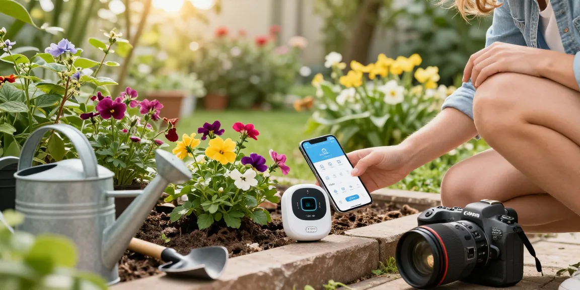 Setting up a RainPoint WiFi water timer in a flourishing garden to save water