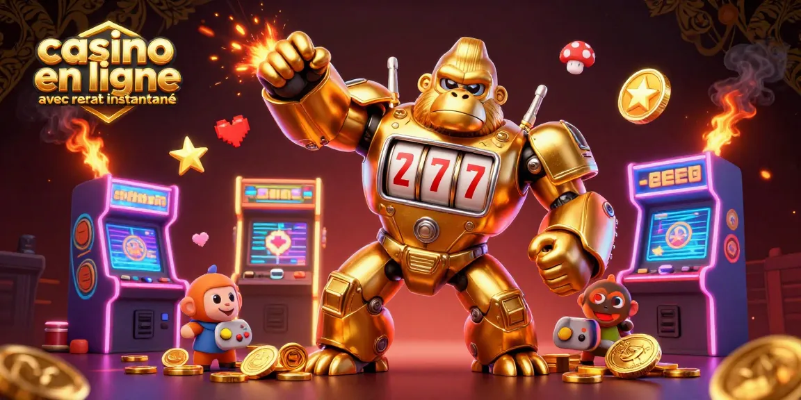 Les joueurs profitent du casino en ligne avec retrait instantané grâce à des machines à sous et un gorille mech dynamique.