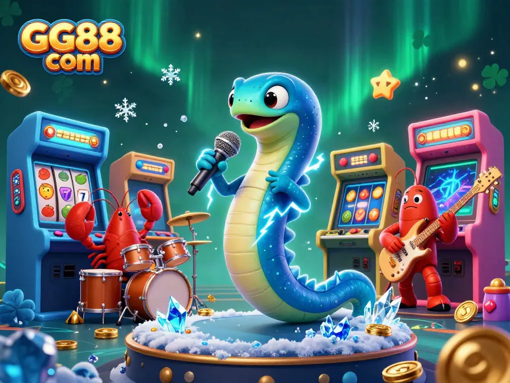 Experience the vibrant underwater casino scene with GG88 com featuring an electric eel DJ.