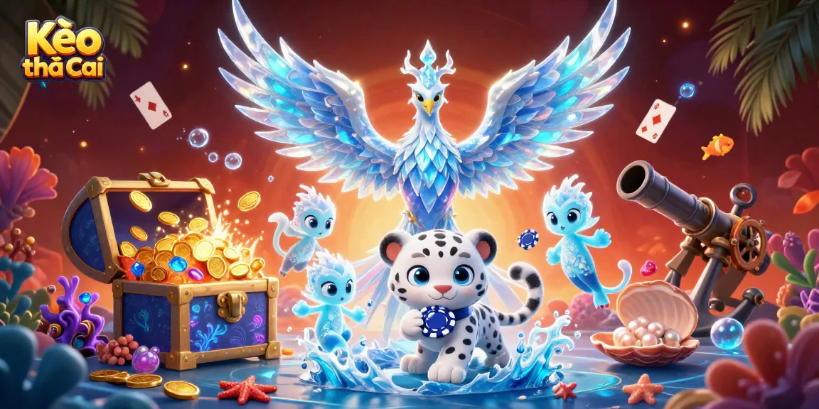 Engage with Kèo nhà cái's immersive scene, featuring vibrant characters and dynamic gambling elements.