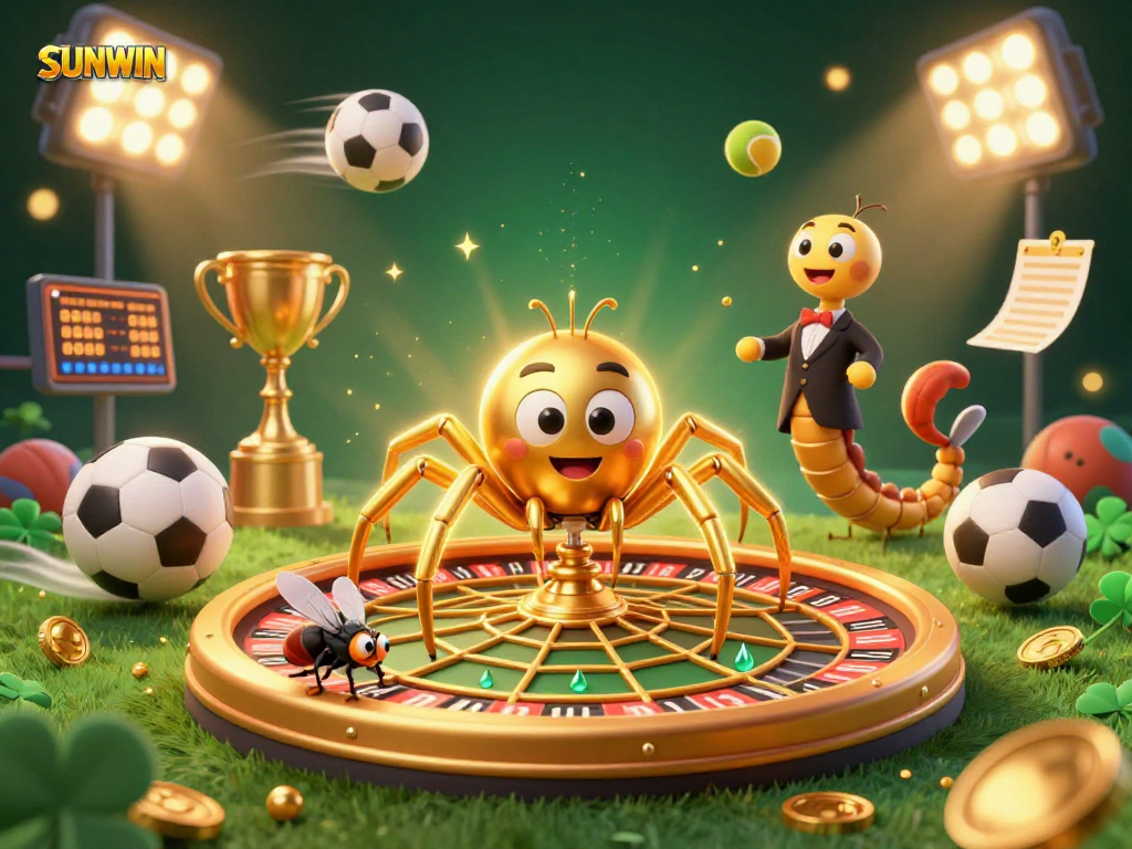SUNWIN offers a thrilling gaming experience with dynamic bets at a roulette-inspired casino scene.