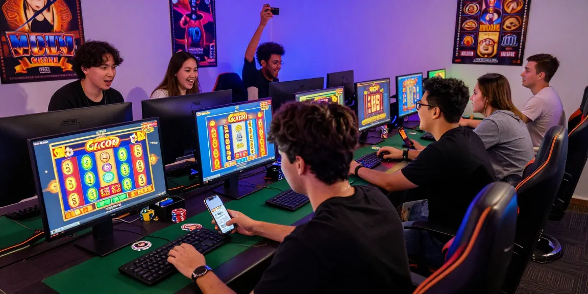 Pengalaman slot gacor online yang seru dengan pemain menikmati permainan dan atmosfer kemenangan di JNETOTO.
