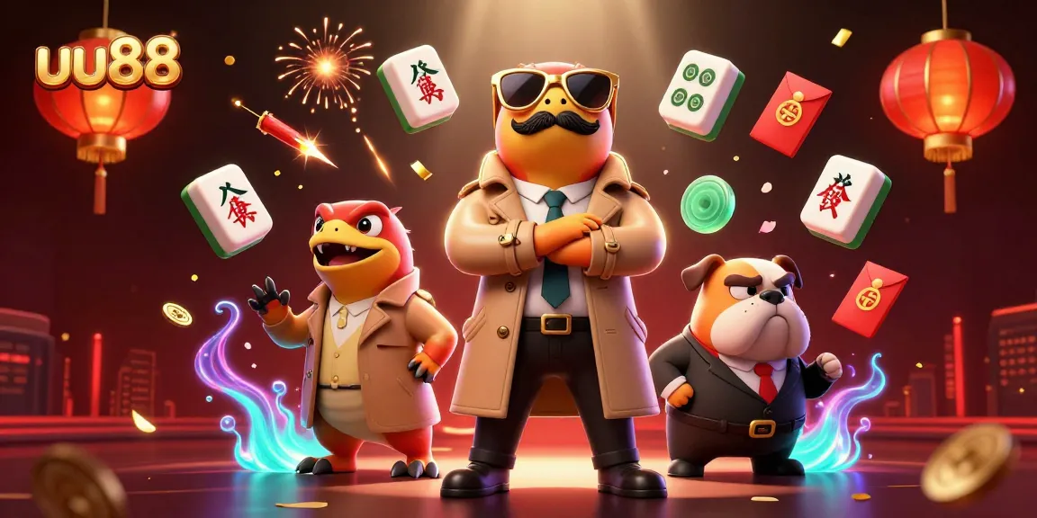Engage with uu88's vibrant gambling scene featuring a comedic trio attempting casino entry.