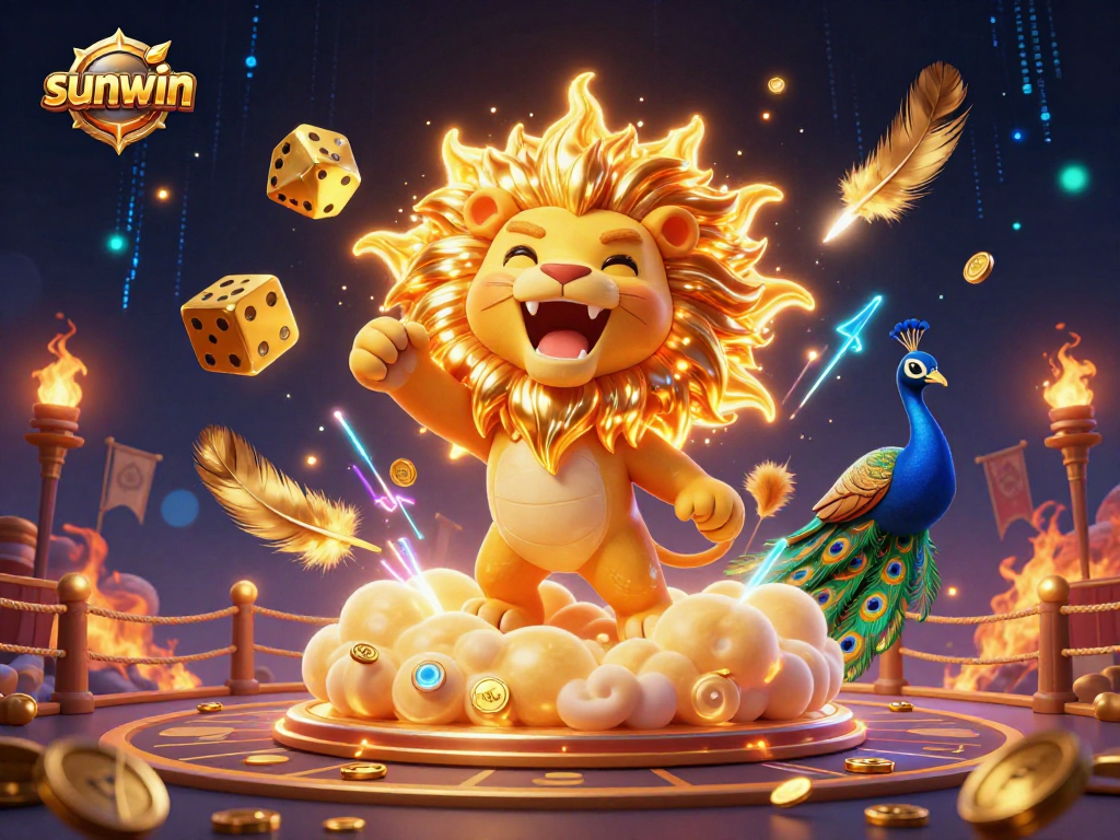 Bet big with sunwin's thrilling 3D illustration featuring vibrant casino elements in action.