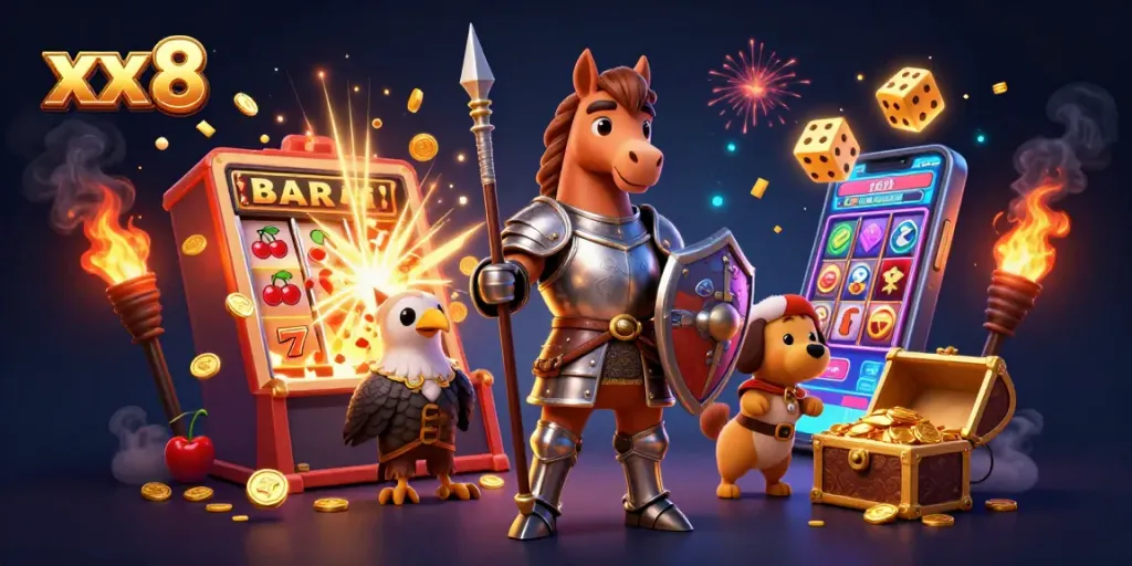 Experience the thrill of winning at xx 8 with a vibrant casino-themed illustration showcasing a dynamic jackpot scene.