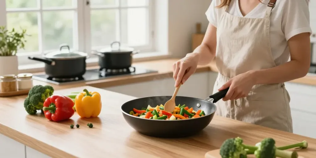 CookWare Price in Bangladesh displayed among vibrant ingredients in a modern kitchen.