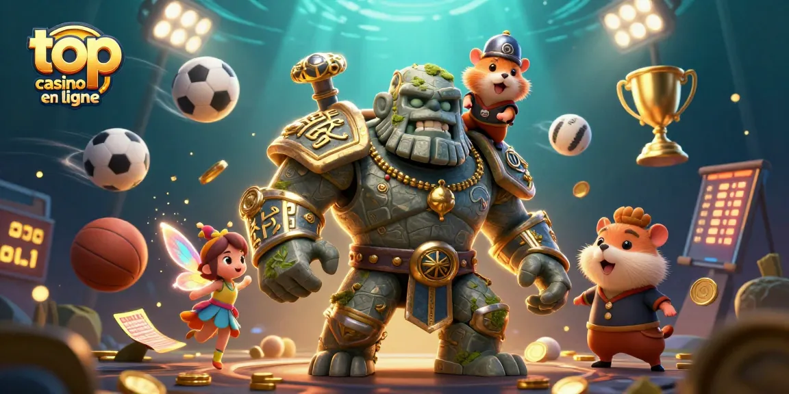 Découvrez le top casino en ligne avec un golem, une fée et un hamster chevalier jouant ensemble.