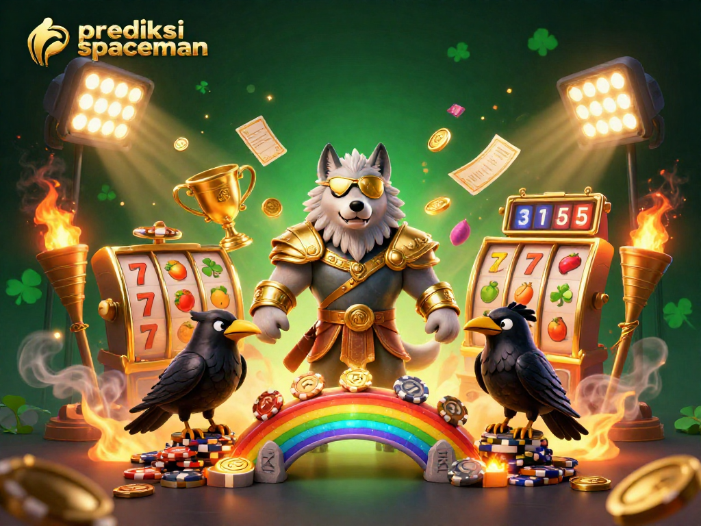 Experience the excitement of prediksi spaceman with Odin and ravens on a golden casino chip bridge.