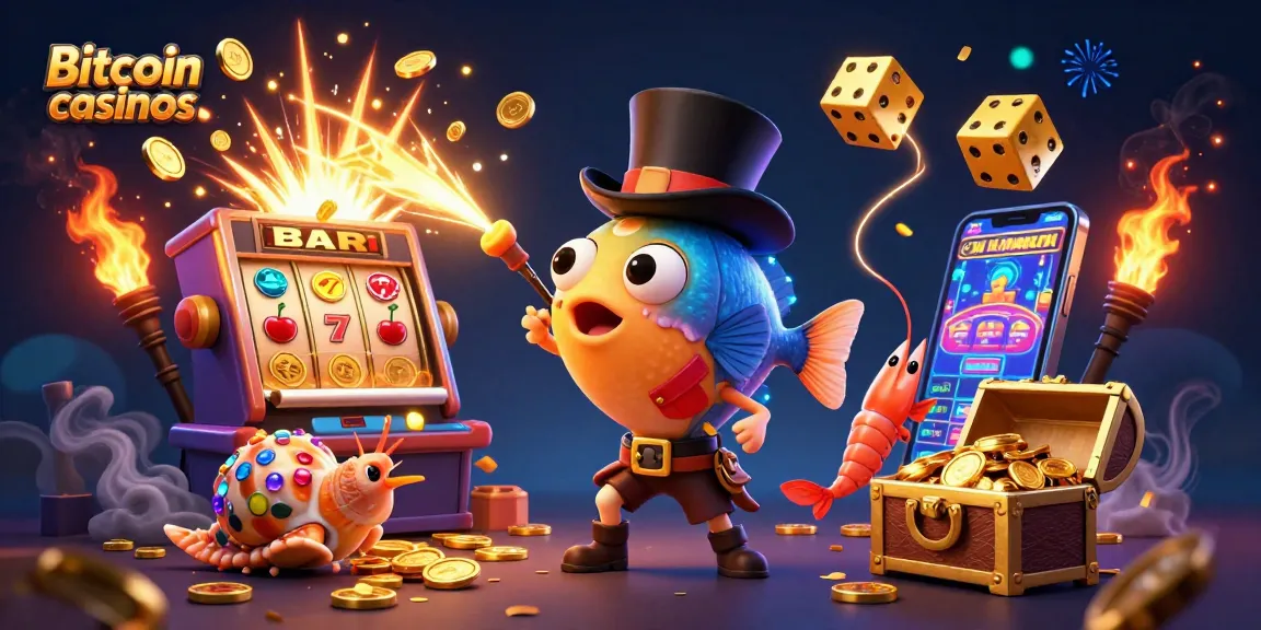 Immergez-vous dans les casinos Bitcoin avec des personnages marins et des machines à sous éclatantes.