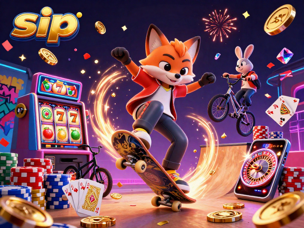 Join sip for an exhilarating experience kicking off over golden poker chips in this vibrant 3D casino scene.