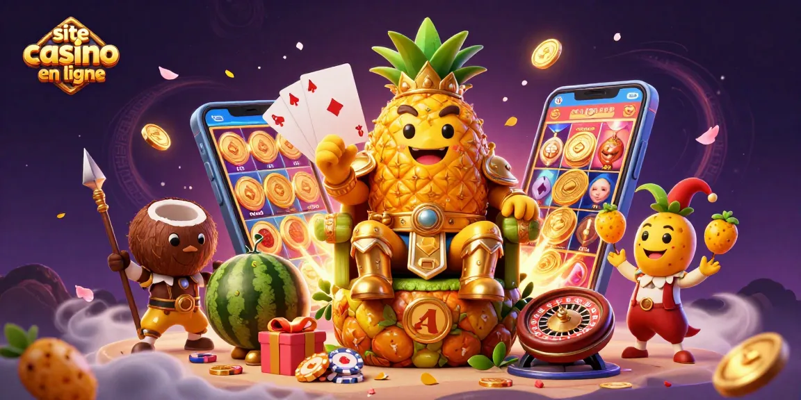 Découvrez le site casino en ligne avec le roi ananas, son armée de noix de coco et un bouffon amusant.