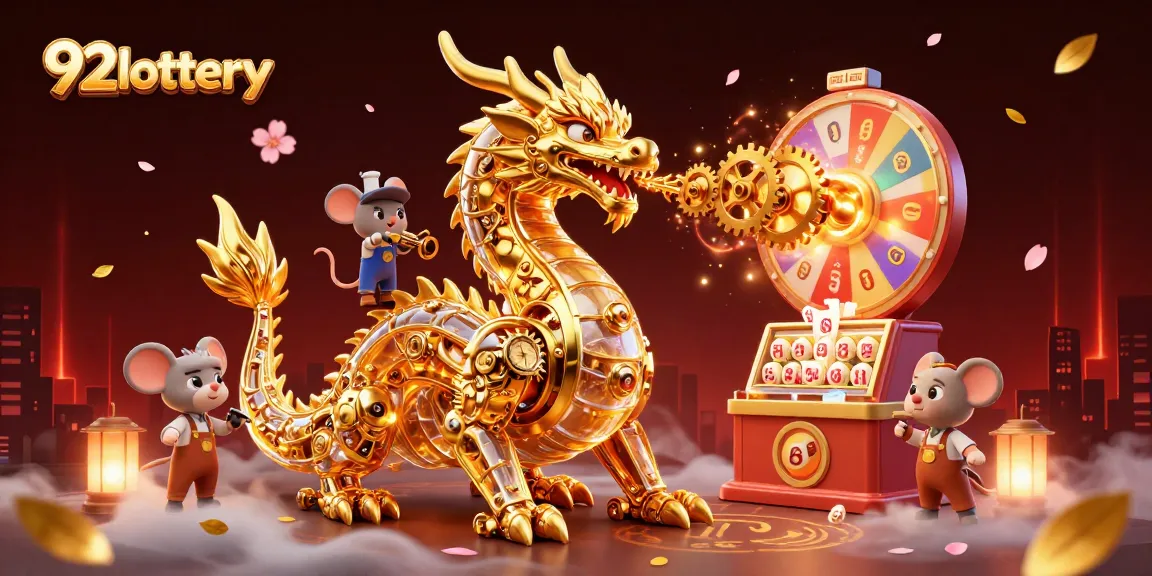 Engage with the vibrant 92lottery scene featuring a golden dragon and lottery elements.