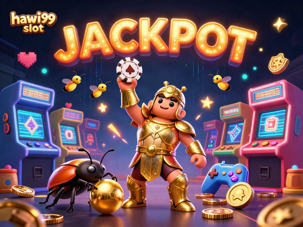 Experience the hawai99 slot with a vibrant 3D cartoon illustration showcasing jackpot excitement.