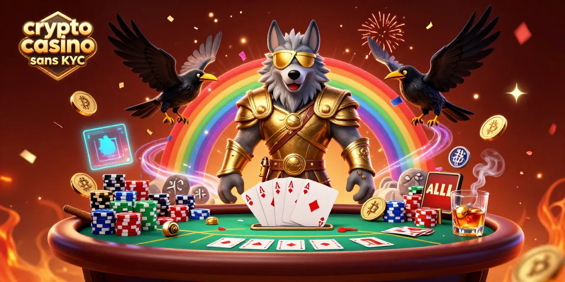 Jouez au crypto casino sans KYC avec des personnages mythologiques et une ambiance festive.