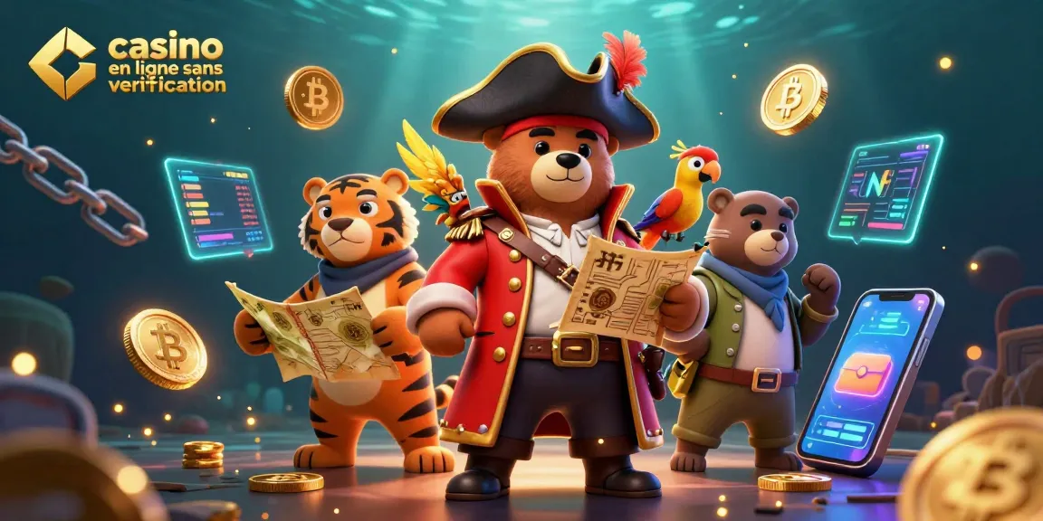 Jouer à un casino en ligne sans vérification : une aventure originale avec un ours pirate, un tigre et des pièces de cryptomonnaie.