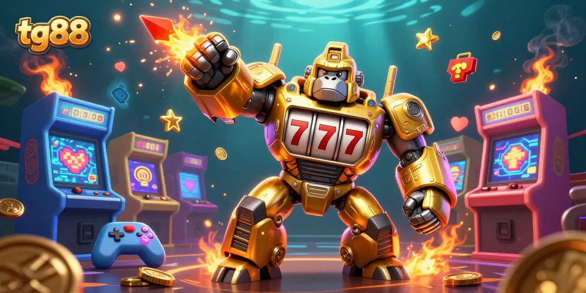 Engage with TG88's thrilling gaming experience in a vibrant, animated casino scene filled with exciting gaming elements.