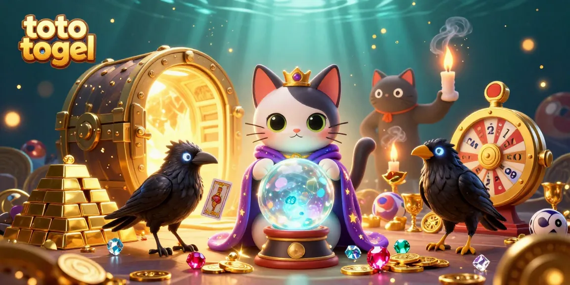 Engage with toto togel through a mystical scene showcasing winning lottery elements and enchanting characters.