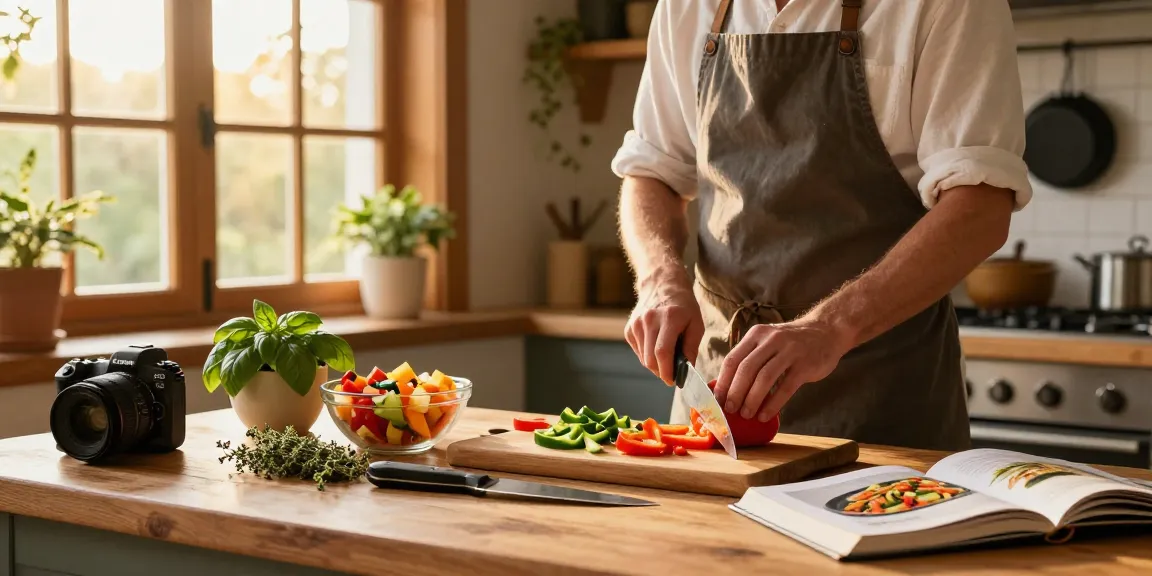 Delicious vegetable dish preparation in a cozy kitchen atmosphere with สล็อตเว็บตรง ingredients and natural light.