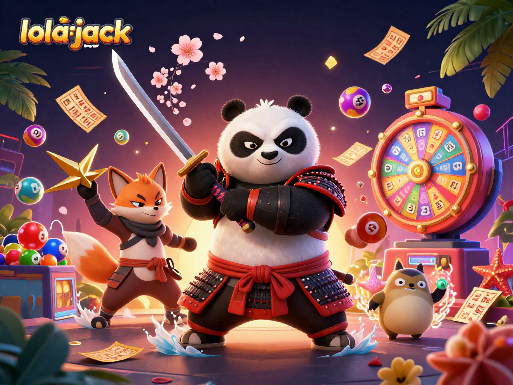 Engage with the thrilling lolajack bitcoin gaming scene featuring samurai panda and ninja.