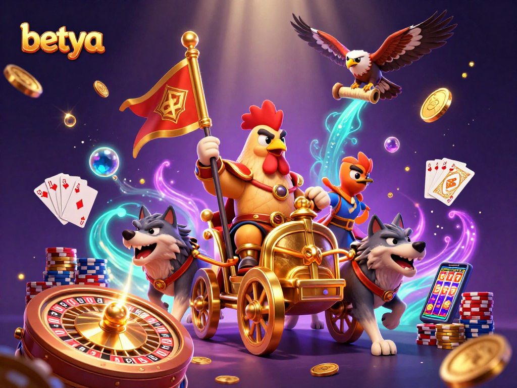 Experience betya's thrilling casino atmosphere with a dynamic warlord scene surrounded by magical elements.