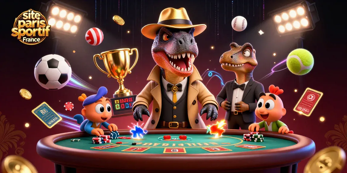 Pariez sur le site paris sportif France avec une illustration d'un vélociraptor tentant de compter les cartes au blackjack.