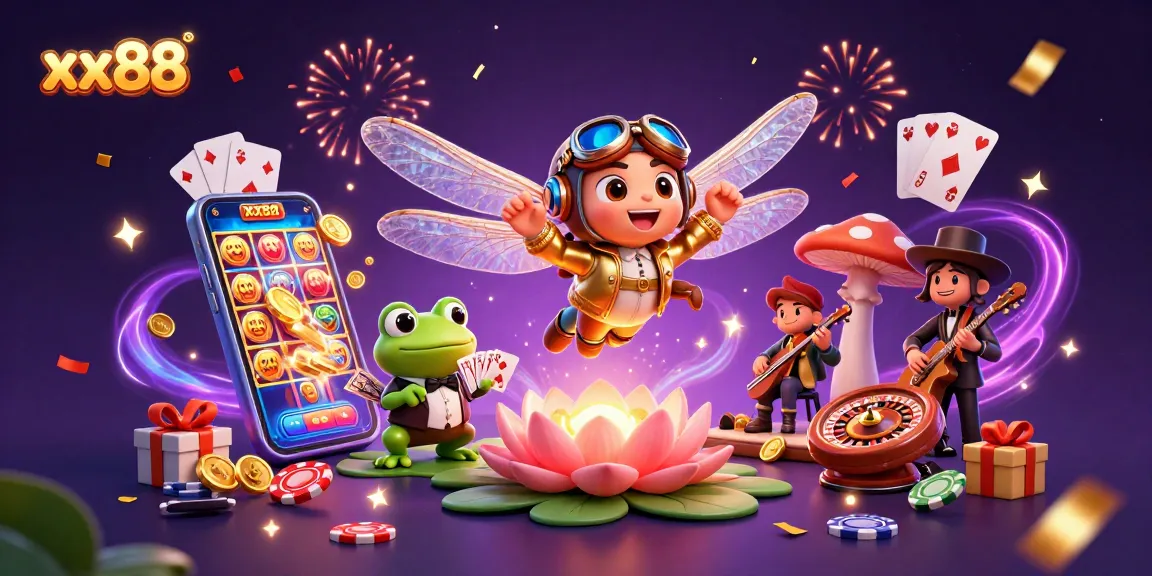 Bet on excitement with xx88 at a vibrant casino scene featuring lively characters and thrilling activities.