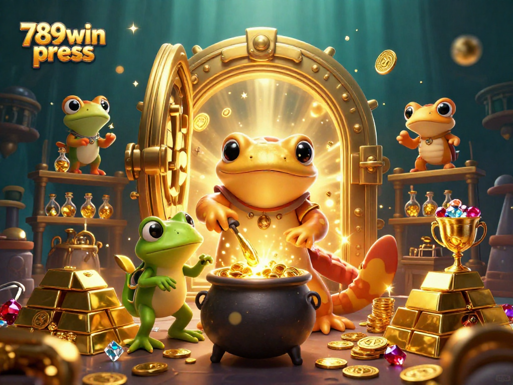 Experience the magic at 789win press with a golden salamander alchemist crafting treasures.