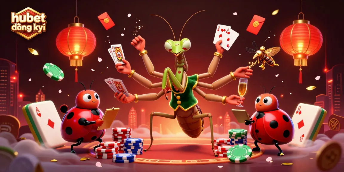 Experience excitement with hubet đăng ký in this vibrant casino scene featuring lively characters and game elements.