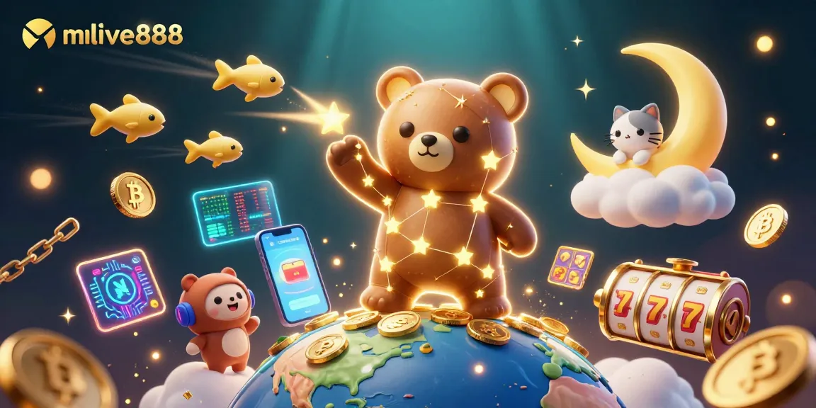 Get ready to win with mmlive888 as stars and coins collide in this vibrant 3D casino scene!