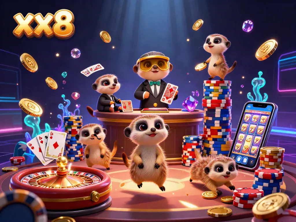 Experience fun at xx8 with meerkats running a vibrant casino operation, showcasing thrilling game elements.