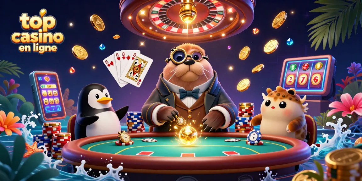 Jouez dans le top casino en ligne avec un morse et des personnages animés à une table de poker.