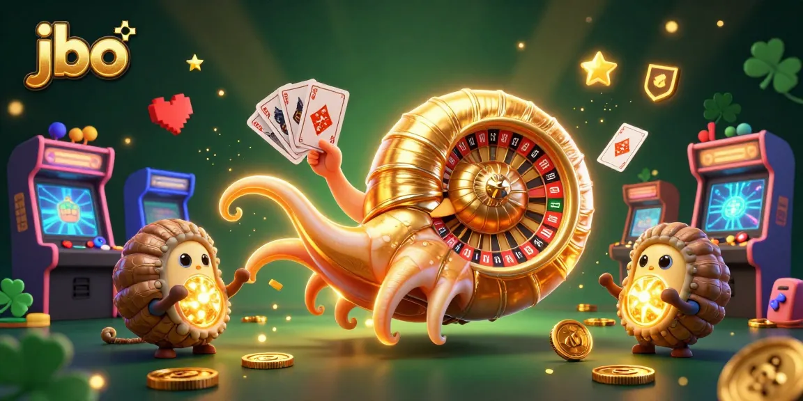 Experience thrilling gameplay with jbo's vibrant casino scene featuring a giant nautilus inspired by a roulette wheel.