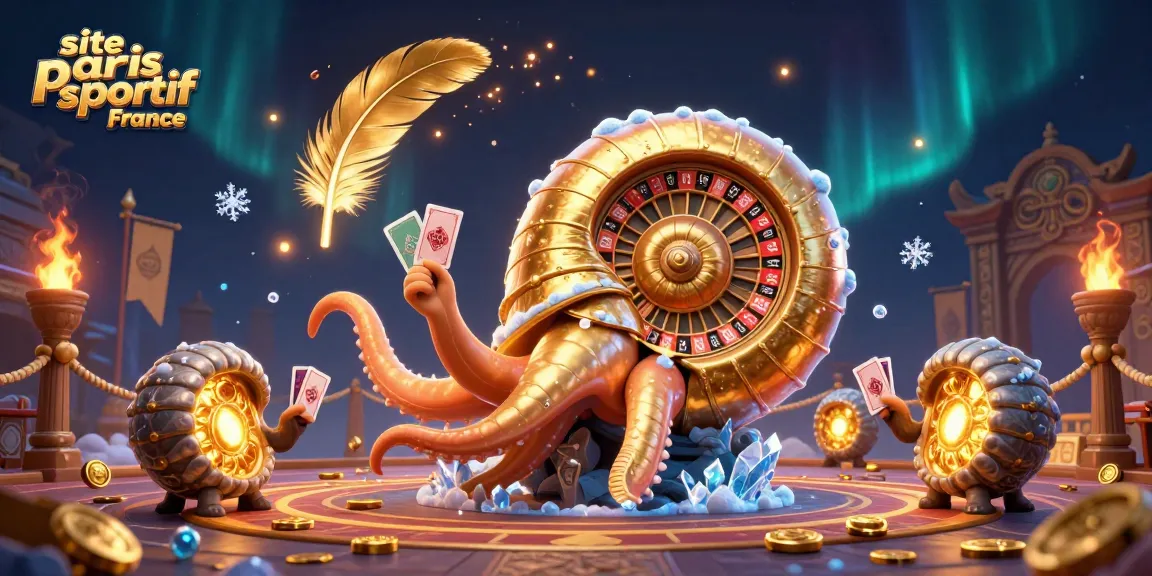 Visualisez le site paris sportif France avec une scène colorée de jeux de casino et de paris sportifs.