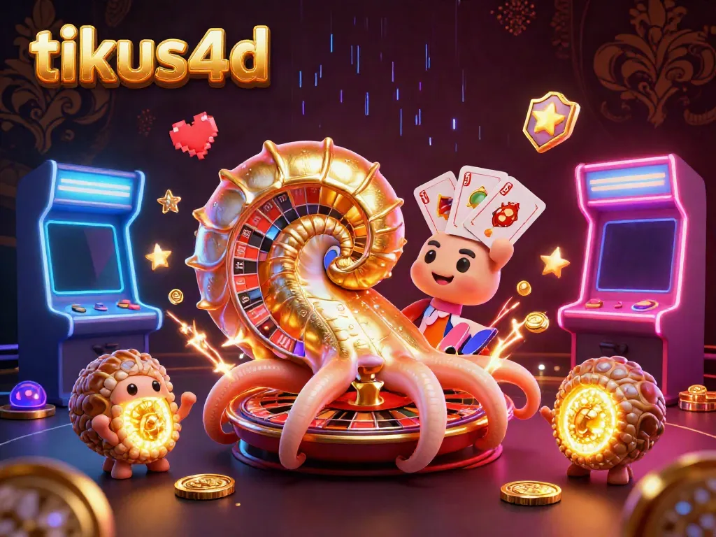 Experience thrilling gameplay with tikus4d in this vibrant casino-themed illustration featuring a giant nautilus.